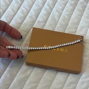 Elegant Moissanite sterling Silver overlay Bracelet size 6